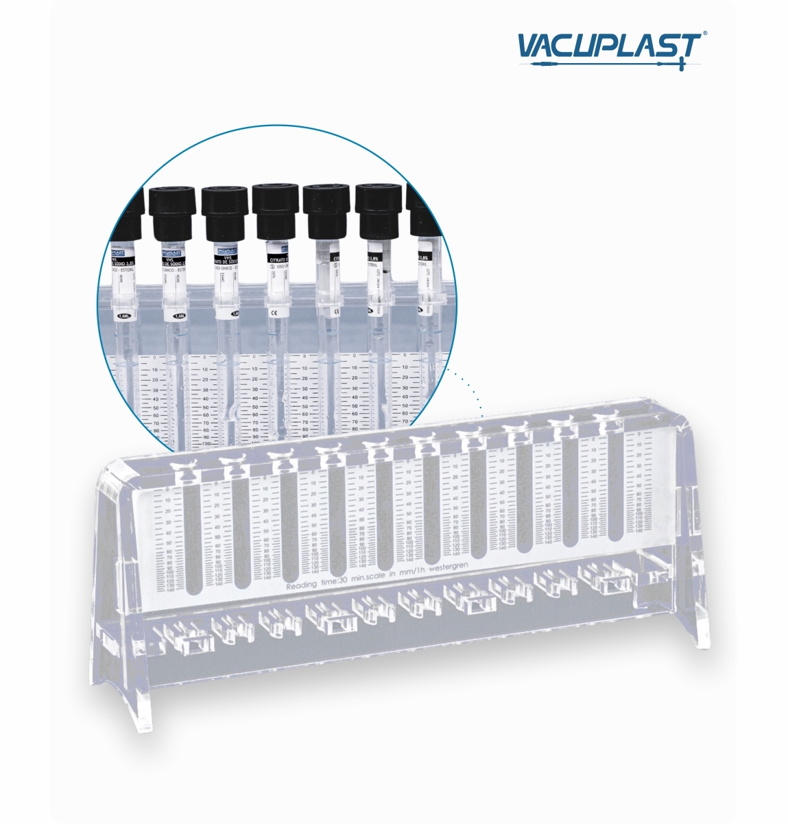 Suporte  plástico acrílico para 10 tubos VHS
